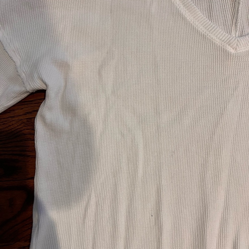 bobi Los Angeles White Ribbed V-Neck Long Sleeve Top Size L NWT - Picture 3 of 10